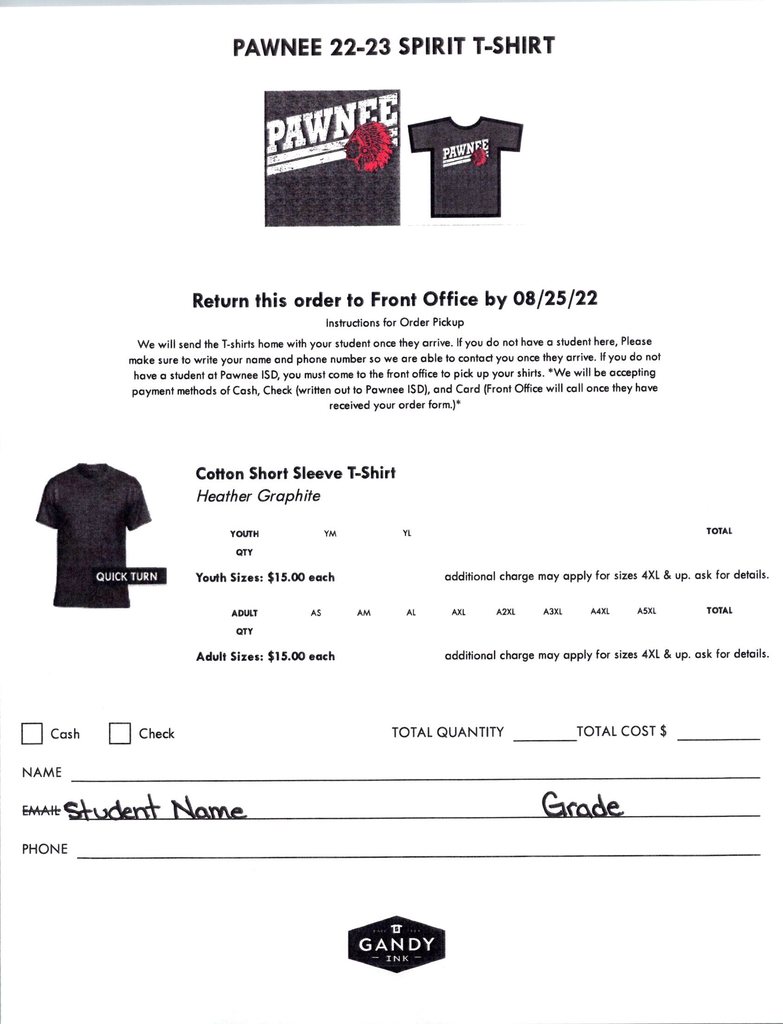 shirt order forms
