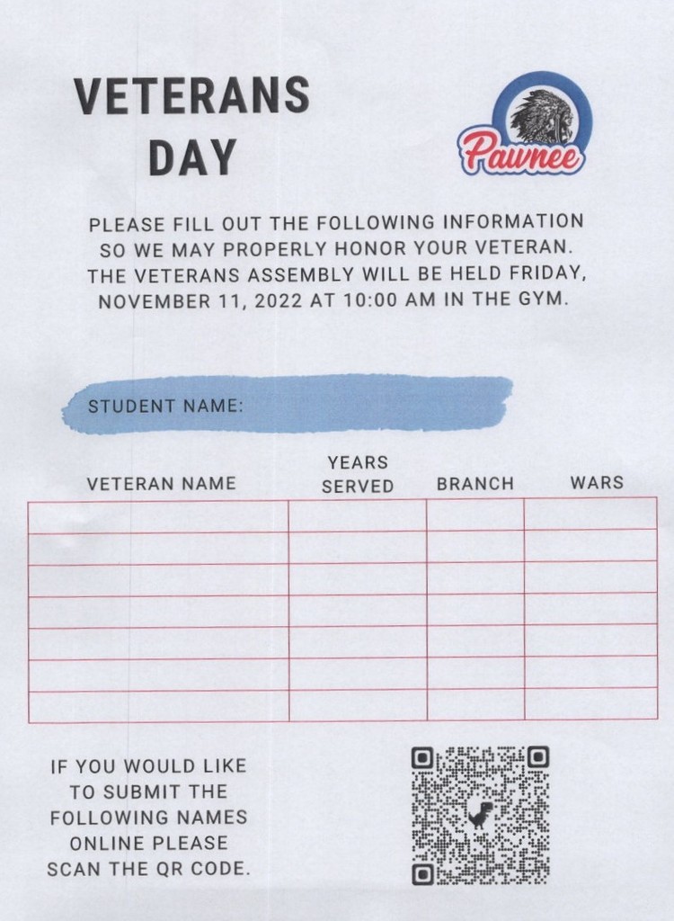 Veteran's Day Form